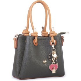 Resim Nas Bag Kadın Charmlı Mini El Ve Çapraz Çanta En :19 Cm , Boy:15 Cm Haki Taba Lopez 