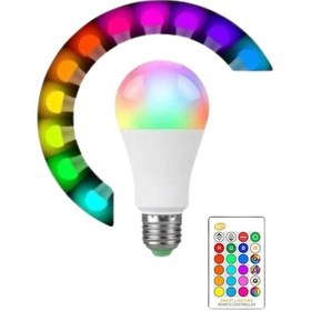Resim Ilkeshop Akıllı Rgb Led Ampul Led Uzaktan Kumandalı Renk Değiştiren Ampul Mavi 