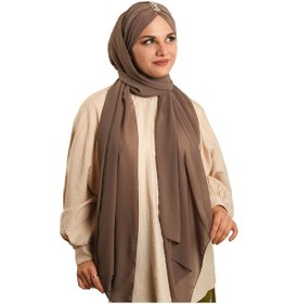 Resim Vizon Arkadan Bağlamalı Şal Şifon Pileli Taşlı Elişi İşlemeli 1840 10 Vizon 