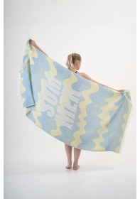 Resim Halikarnas Turkuaz & Sarı Peştemal %100 Pamuk Çok Renkli 