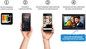 Resim POLAROID - Photolink bağlı dijital fotoğraf çerçevesi - 10 inç ekran - 1280 x 800 IPS çözünürlük - iOS ve Google Playstore Uygulamaları ile uyumlu - 16 GB depolama - 26 cm genişlik 