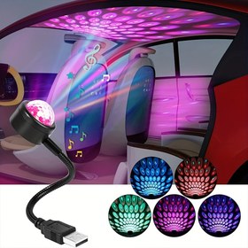 Resim USB Araba Müzik Ritim Projektörü LED Araba Sihirli Top Lambası Parti Sahne Ses Kontrolü Romantik Atmosfer Lambası 