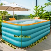 Resim 259,99 cm/4 katlı PVC şişme havuz, büyük boyutlu açık hava havuzu, mavi ve beyaz, yeşil turuncu, yaz partileri, festivaller ve aile buluşmaları için ideal, bahçe ve arka bahçe için rahatlatıcı havuz 