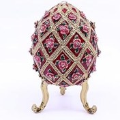 Resim NETWORK ART Swarowski Taşlı Dekoratif Yumurta Mücevher/Takı Kutusu - Kırmızı 