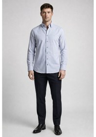 Resim Xint Bisse Gri Regular Fit Cepsiz Uzun Paşa Yaka Gömlek Bsgmkls26306 C55 