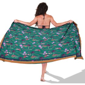 Resim tuaipek RETRO TROPIC Desen İç göstermeyen Saten PAREO 