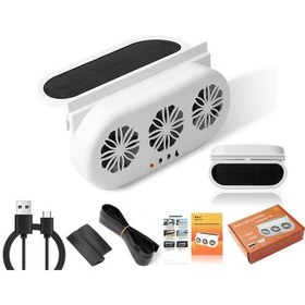 Resim Usb Tak-çalıştır Araç Penceresi Egzoz Fanı Araç Hava Sirkülasyonu Soğutma Havalandırma Fanı, Renk: Güneş Beyazı 