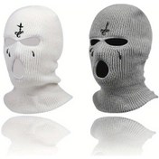 Resim Userfriendly11 Siyah Beyaz Gri 2 Adet Balaklava Yüz Maskesi Yumuşak Akrilik Kış Sporları 3 Delik Tasarım Elde Yıkanabilir Beyaz+gri 