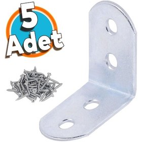 Resim Mobilya Duvar Dolap Köşe Raf Bağlantı Sabitleme L Demir Köşebent Demir Gönye 30x30x17 mm (5 ADET) 