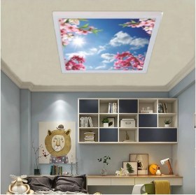Resim Gökyüzü Panel Ledli Yatak Odası 60WATT AVIZE-60 cm x 60 cm - Tavana Yapışık-Kolay Montaj Avize 