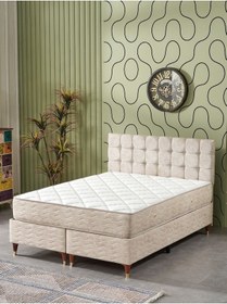 Resim Beehanem 150x200 Bengü Çift Kişilik Baza Başlik Yatak 3 Lü Set Jery Krem Krem 150 X 200 