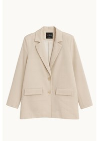 Resim Mixray 4786 Kadın Oversize Kruvaze Blazer Ceket Taş Taş 