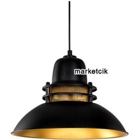 Resim Cata Ct-8248 Dekoratif Siyah Retro Sarkıt. Tekli Modern Avize Altın - Siyah 