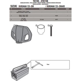 Resim Givi TB3106 Suzuki Burgman 125-200 (06-13) - Burgman 125-200 ABS (14-20) Sissy Bar 