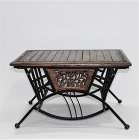 Resim Eskitme Ahşap Ferforje Dikdörtgen Sehpa 76x50x46 Cm. Kna251 Eskitme Ahşap 