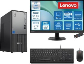 Resim Lenovo Thinkcentre Neo 50T Gen 5 Intel® Core™ İ7-14700 64GB Ddr5 4tb SSD Intel® UHD Graphics 770 Freedos +27" Monitör Mini Tower Masaüstü Bilgisayar 2712UD001UTRF25+ZETTAUSBBELLEK 