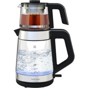 Resim Goldmaster Deluxe GM-8325 Kettle Özellikli Ledli Cam Çay Makinesi 