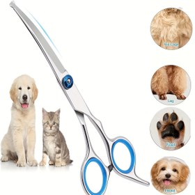 Resim Köpek ve kediler için profesyonel makas seti, güvenlik yuvarlak uçlu paslanmaz çelik tıraş makasları, kaymaz sap & ayarlanabilir vida, kuaförlerin tercihi için hassas kesim - tüm ırklar ve boyutlar için ücretsiz tüy dökme araçları 