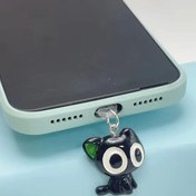 Resim IPhone/Type-C Android bağlayıcılar için uygun olan 1 adet Halloween Karikatür Büyük Gözlü Kedi Toz Tıkaç 