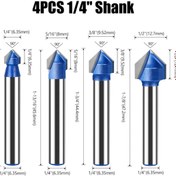 Resim BGA 90 derece V oluk cnc freze seti 4 parça shank 6.35mm siyah renk 