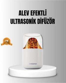 Resim dekofon Alev Efektli Ultrasonik Uçucu Yağ Difüzörü 280ml Su Tanklı ve Sessiz Çalışma Özellikli 