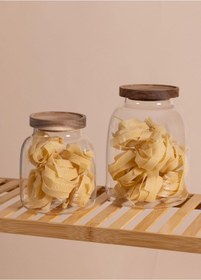 Resim The Mia Ahşap Kapaklı Cam Kavanoz 14x19 Cm Cam0505 Şeffaf 