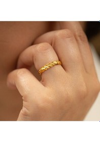 Resim Çgk Çiğdem Gürel Kuyumculuk Çgk 14 Ayar Altın Burma Yüzük- Bilezikle Takım-şık Gösterişli Model Yaldız 