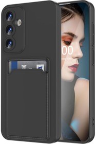 Resim Kipgsm Samsung Galaxy A35 İçin Kılıf Kamera Korumalı Kartlıklı Yumuşak Kadife Slikon Kartvizit Kapak 