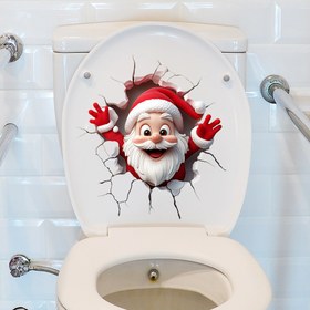 Resim 1 adet Noel Baba Duvarı Delerek Banyo Yatak Odası Tuvalet Sticker Ev Dekorasyonu Duvar Sticker Kendinden yapışkanlı Duvar Sticker DIY Dekoratif Sticker Banyo Dekoratif Sticker Çıkarılabilir Su Geçirmez Sticker Tuvalet Kapağı Sticker Tuvalet Dekorasyonu Çıkarılabilir Fayans Sticker 