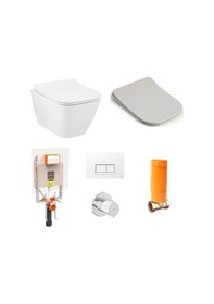 Resim Seramiksan Saturn Rim-out Kanalsız Asma Klozet + VitrA Gömme Rezervuar + Yavaş Kapanır Kapak Set 