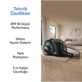 Resim Fakir Spider RC 7035 Matte Green 899W Toz Torbasız Elektrikli Süpürge 