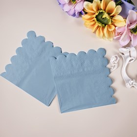 Resim 50 Adet 2 Katmanlı Açık Mavi Peçete, Roostertail Peçeteler, Tek Kullanımlık Premium Kalite, Tüylü Kenar/Kare Kenar Kağıt Peçeteler Parti & Paskalya, Bar, Düğünler, Doğum Günü Dekorasyonu için, 12.7cm x 12.7cm Cadılar Bayramı, Noel Etkinliği ve Parti Malzemeleri 