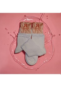 Resim Heren Socks Heren Lastik Fırfırlı 3'lü Kadın Çorap , Fitilli Fırfırlı Kolej Boy Beyaz 