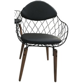 Resim Sandalye TEL Model Metal çelik Tel sırt Kayın RETRO Parlak ceviz Suni deri döşeme Ayak El Yapım 