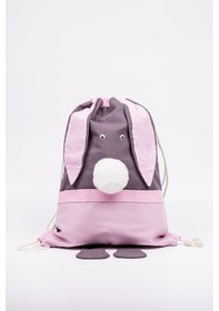 Resim Çocuk Sırt Çantası Tavşan Figürlü Pembe Pembe - Gri 