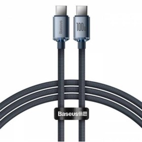 Resim Baseus 2mt Led Işıklı Örgülü 100w Type-c To Type-c Hızlı Şarj Kablosu Samsung Huawei Şarj 