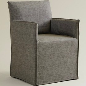 Resim Cape Chair With Armrest - Linen-Taupe / Removable Cover 