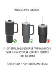 Resim Mamastuff Stnley Quencher Termos Uyumlu 6 Adet Yedek Pipet ve Temizleme Fırçası 