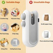 Resim Mini Atıştırmalık Mühürleyici - USB Şarj Edilebilir ve Pil ile Çalışan Taşınabilir El Tipi Yiyecek Saklama Mühürleyicisi, Dahili Parçalama Bıçağıyla, Patates Cipsleri, Kurabiyeler, Evcil Hayvan Lezzetleri için Hava Geçirmez Isıtmalı Mühürleme, Tazeliğini Korur, Kompakt Mutfak Aleti, Atıştırmalık Depolama | Kompakt Mühürleyici | Pürüzsüz Yüzey 
