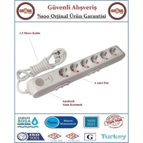 Resim Viko Akım, Şok Korumalı Anahtarlı Uzatma Grup Priz - 1,5 Metre 