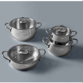 Resim Hsr-hisar Verona 8 Parça Çelik Tencere Seti Gümüş 