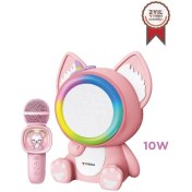 Resim Torima Kıdmıc-04 Pembe Rgb Sevimli Figürlü Mikrofonlu Karaoke Bluetooth Hoparlör 