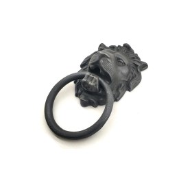 Resim Marsilyan Antika Tarz Dekoratif Pirinç Aslan Kapı Tokmağı, Taktak - 102X130 Mm, Oksit 