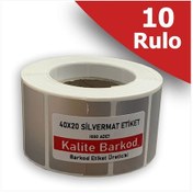 Resim 40x20 Silvermat Etiket | 10 Rulo Demirbaş Etiketi 