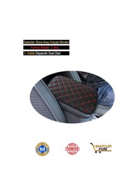 Resim Bmw X3 Deri Oto Kolçak Kılıfı Örtüsü Capitone Süngerli Kırmızı Nakışlı-37 