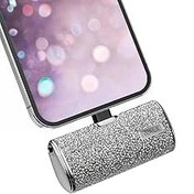Resim iWALK Küçük Taşınabilir Şarj Cihazı Güç Bankası 4500 mAh Ultra Kompakt Şirin Parlak Pil Paketi iPhone 13/13 Pro Max/13 Mini/12 Mini/12 Pro Max/11 Pro/XS Max/XR/X/8/7/6/Plus Airpodları ile Uyumlu, Gümüş 