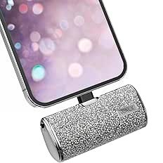 Resim iWALK Küçük Taşınabilir Şarj Cihazı Güç Bankası 4500 mAh Ultra Kompakt Şirin Parlak Pil Paketi iPhone 13/13 Pro Max/13 Mini/12 Mini/12 Pro Max/11 Pro/XS Max/XR/X/8/7/6/Plus Airpodları ile Uyumlu, Gümüş 
