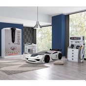 Resim Setaymobilya Sports Çocuk Odası, Vento Araba Dolap Masa Şifonyer - Beyaz 