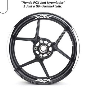 Resim Honda Pcx Motosiklet Jant Şeridi Sticker Set Ay Modeli Beyaz 
