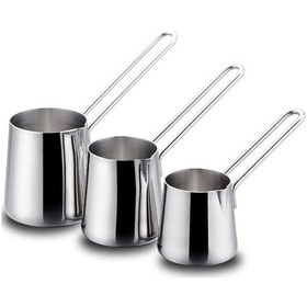 Resim Korkmaz Paslanmaz Perla Çelik Cezve Seti - 3 Lü Cezve Seti Takımı 